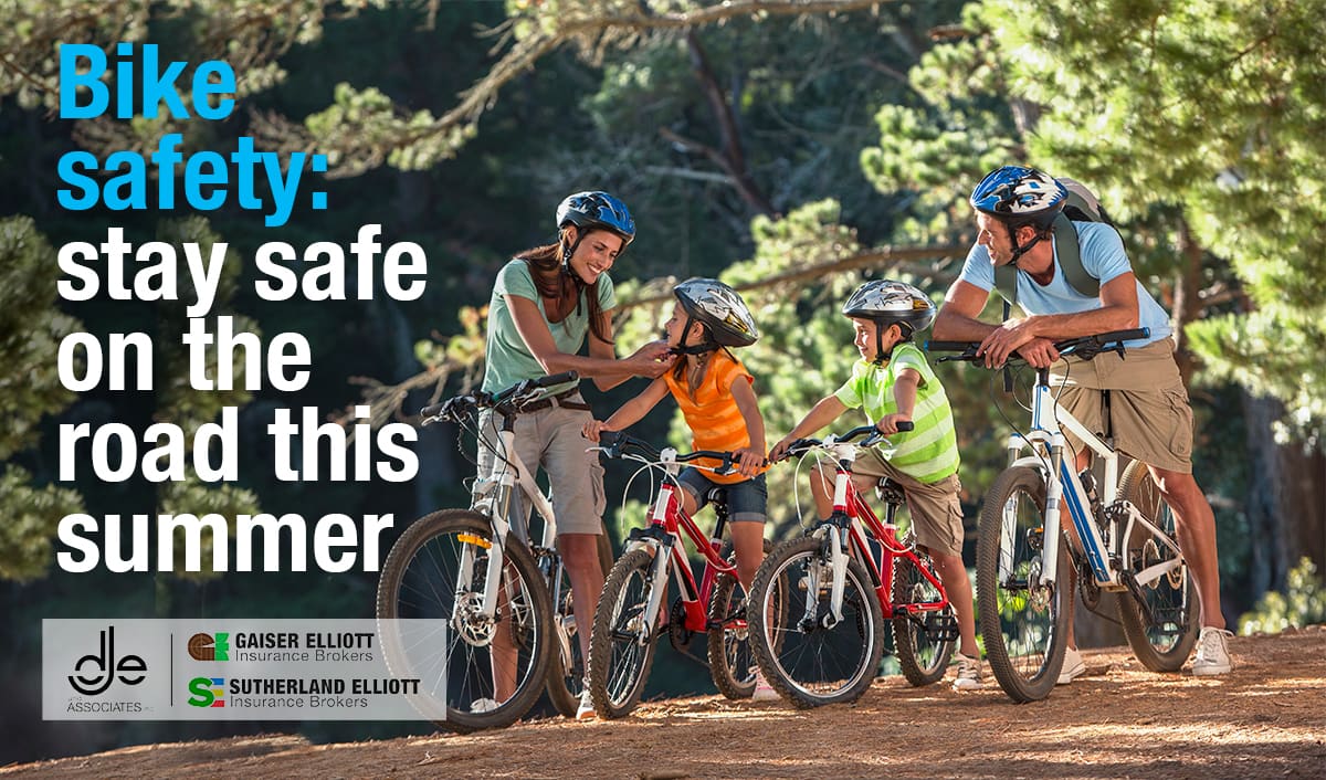 Family practicing bike safety
