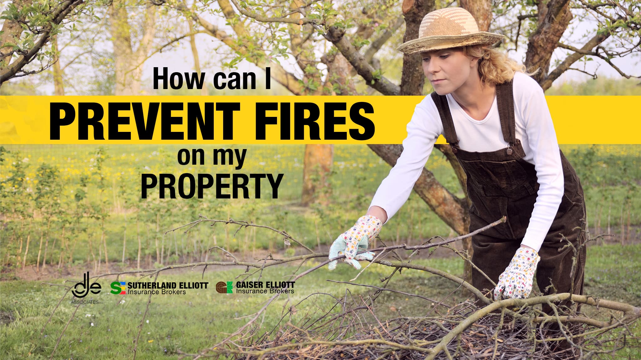 Woman minimizing the risk of fires on her property with garden maintenance
